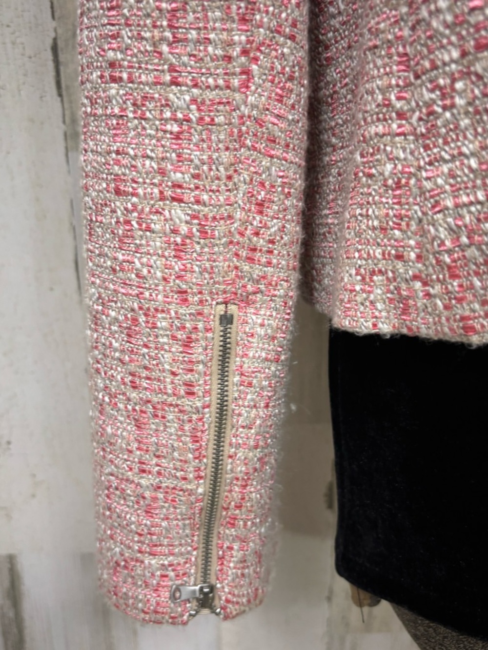 Talbots Pink Tweed “Jackie” Fit Collarless Blazer Jacket - Picture 7 of 10